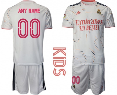 Youth 2021-2022 Club Real Madrid home white customized Adidas Soccer Jersey