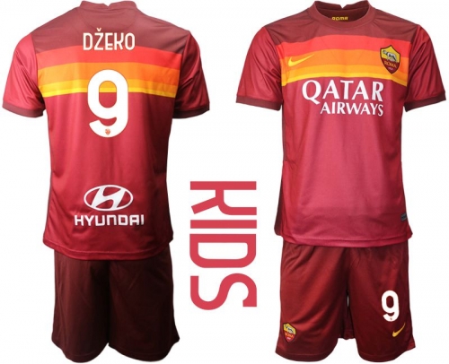 Youth 2020-2021 club AS Roma home 9 red Soccer Jerseys