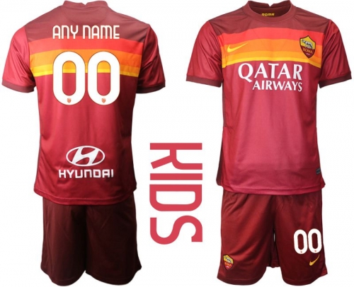 Youth 2020-2021 club AS Roma home customized red Soccer Jerseys