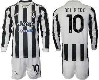 Men 2021-2022 Club Juventus home white Long Sleeve 10 Adidas Soccer Jersey