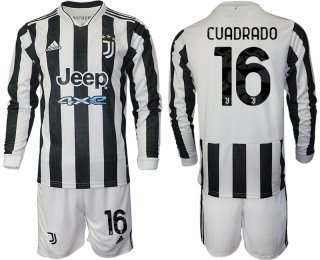 Men 2021-2022 Club Juventus home white Long Sleeve 16 Adidas Soccer Jersey