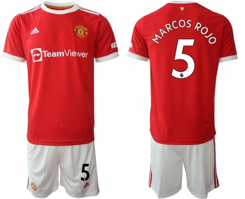 Men 2021-2022 Club Manchester United home red 5 Adidas Soccer Jersey