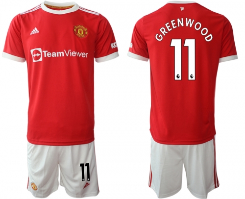 Men 2021-2022 Club Manchester United home red 11 Adidas Soccer Jersey