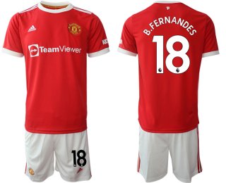 Men 2021-2022 Club Manchester United home red 18 Adidas Soccer Jersey