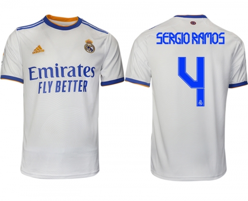 Men 2021-2022 Club Real Madrid home aaa version white 4 Soccer Jerseys