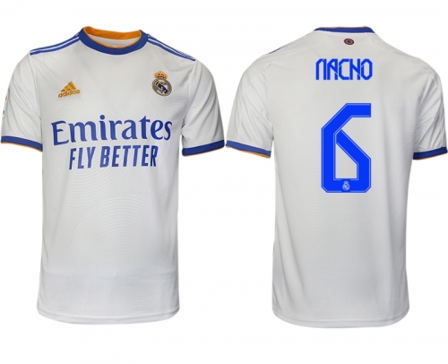 Men 2021-2022 Club Real Madrid home aaa version white 6 Soccer Jerseys