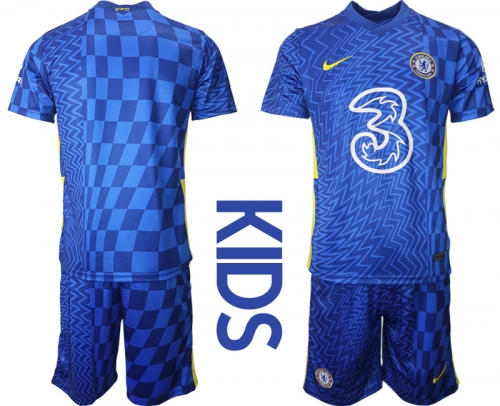 Youth 2021-2022 Club Chelsea FC home blue blank Nike Soccer Jerseys