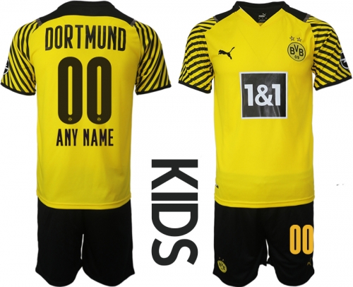 Youth 2021-2022 Club Borussia Dortmund home customized yellow Soccer Jersey