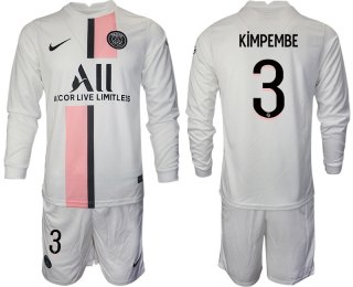 Men 2021-2022 Club Paris St German away white Long Sleeve 3 Soccer Jersey