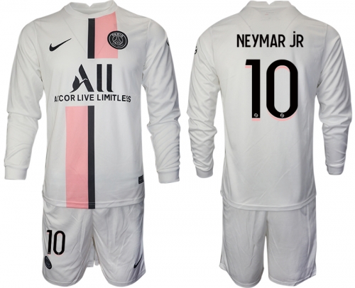 Men 2021-2022 Club Paris St German away white Long Sleeve 10 Soccer Jersey