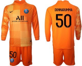 Men 2021-2022 Club Paris St German orange red goalkeeper Long Sleeve 50 Soccer Jersey