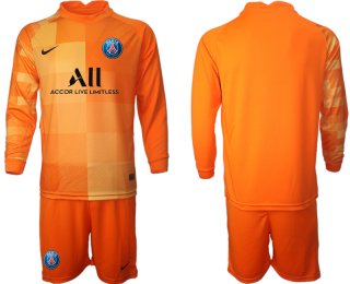 Men 2021-2022 Club Paris St German orange red goalkeeper Long Sleeve blank Soccer Jersey