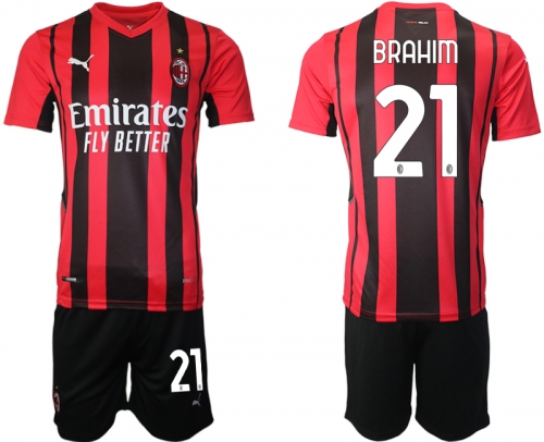 Men 2021-2022 Club AC Milan home red 21 Soccer Jersey