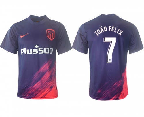 Men 2021-2022 Club Atletico Madrid away aaa version purple 7 Soccer Jersey