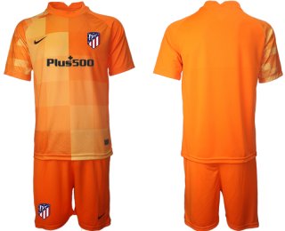 Men 2021-2022 Club Atletico Madrid orange red goalkeeper blank Soccer Jersey