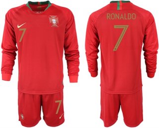 Portugal #7 Ronaldo Home Long Sleeves Soccer Country Jersey