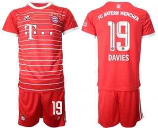 Men's FC Bayern München #19 Alphonso Davies 22-23 Red Home Soccer Jersey Suit