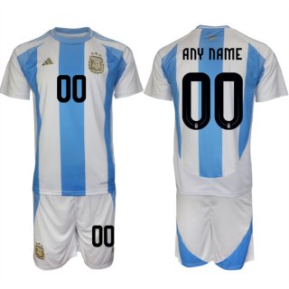 Men's Argentina Custom White Blue 2024-25 Home Soccer Jersey Suit