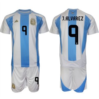 Men's Argentina #9 Gabriel Batistuta White Blue 2024-25 Home Soccer Jersey Suit