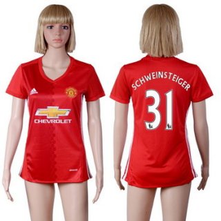 2016-17 Manchester United #31 SCHWEINSTEIGER Home Soccer Women's Red AAA+ Shirt