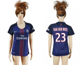 2016-17 Paris Saint-Germain #23 VAN DER WIEL Home Soccer Women's Navy Blue AAA+ Shirt