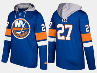 Adidas New York Islanders 27 Anders Lee Name And Number Blue Hoodie