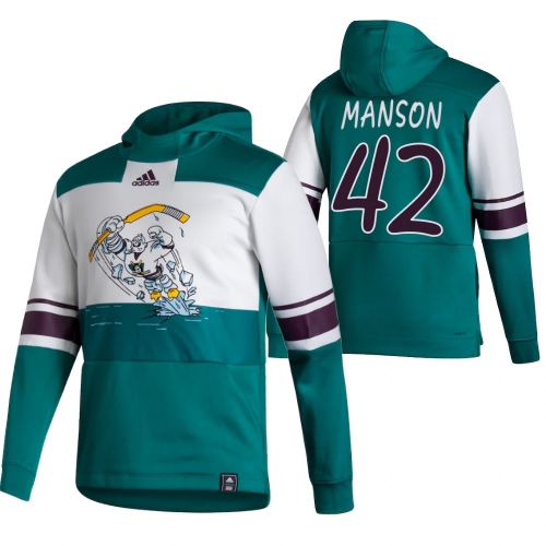 Anaheim Ducks #42 Josh Manson Adidas Reverse Retro Pullover Hoodie White Green