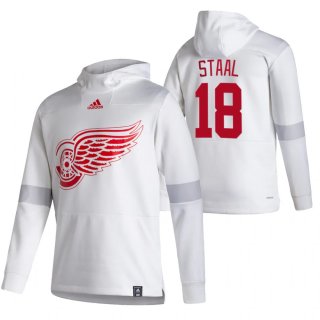 Detroit Red Wings #18 Marc Staal Adidas Reverse Retro Pullover Hoodie White