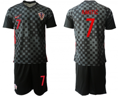 Men 2021 European Cup Croatia black away 7 Soccer Jerseys