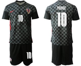 Men 2020-2021 European Cup Croatia away black 10 Nike Soccer Jersey