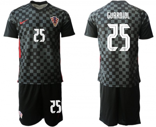 Men 2020-2021 European Cup Croatia away black 25 Nike Soccer Jersey