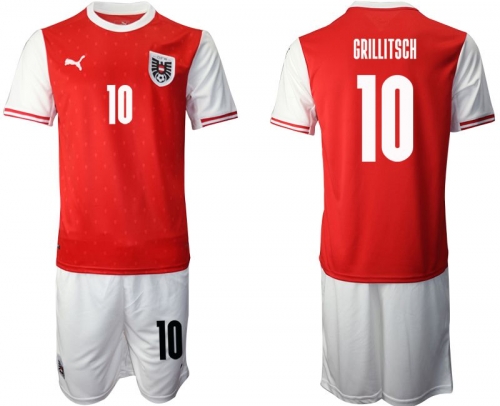 Men 2020-2021 European Cup Austria home red 10 Soccer Jersey