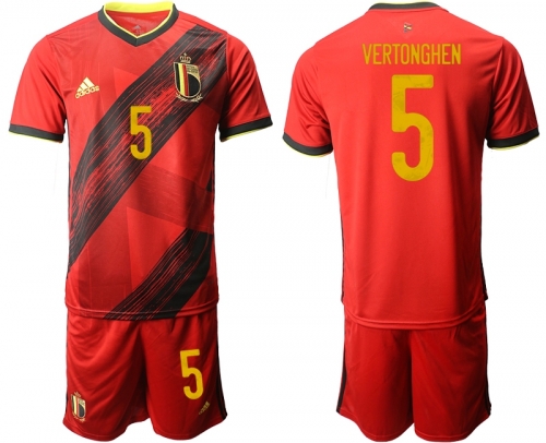 Men 2021 European Cup Belgium home red 5 Soccer Jersey