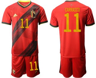 Men 2021 European Cup Belgium home red 11 Soccer Jersey