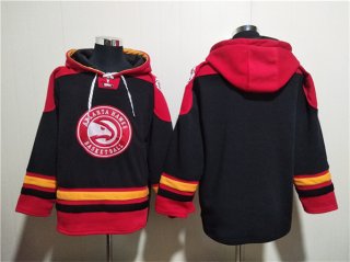 Men's Atlanta Hawks Blank Black Red Lace-Up Pullover Hoodie