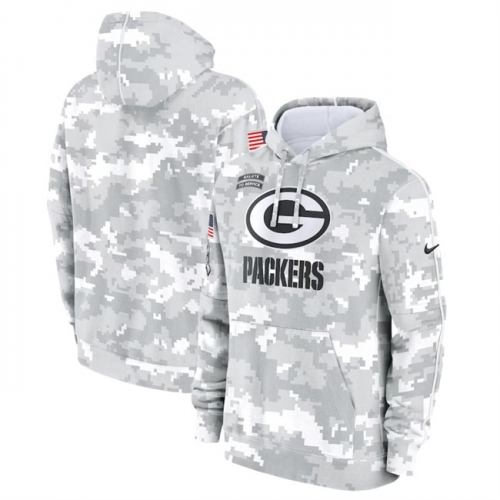 Men's Green Bay Packers 2024 Arctic Camo Salute To Service Club Fleece Pullover Hoodie