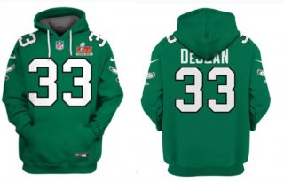 Men's Philadelphia Eagles #33 Cooper DeJean Green 2025 Super Bowl LIX Patch Pullover Hoodie