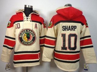 Old Time Hockey Chicago Blackhawks #10 Patrick Sharp Cream Hoodie