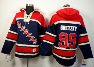 Old Time Hockey New York Rangers #99 Wayne Gretzky Navy Blue Hoodie