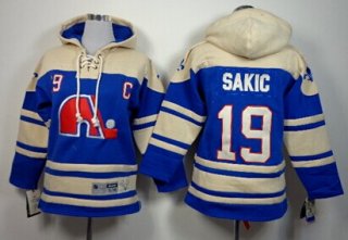 Old Time Hockey Quebec Nordiques #19 Joe Sakic Navy Blue Kids Hoodie