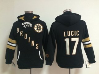 Old Time Hockey Boston Bruins #17 Milan Lucic Black Womens Hoodie