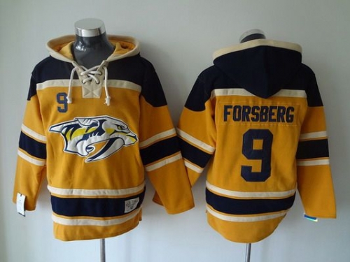 Men's Nashville Predators #9 Filip Forsberg Old Time Hockey Yellow Hoodie