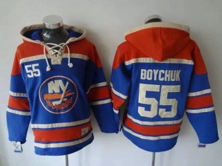 Men's New York Islanders #55 Johnny Boychuk Old Time Hockey Light Blue Hoodie