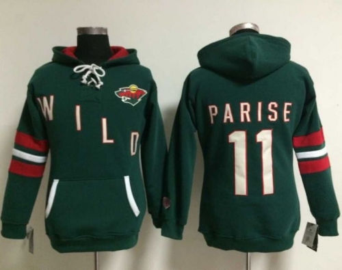 Minnesota Wild #11 Zach Parise Green Women's Old Time Heidi NHL Hoodie