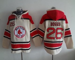 Men's Boston Red Sox #26 Wade Boggs Retired Cream Baseball MLB Hoodie