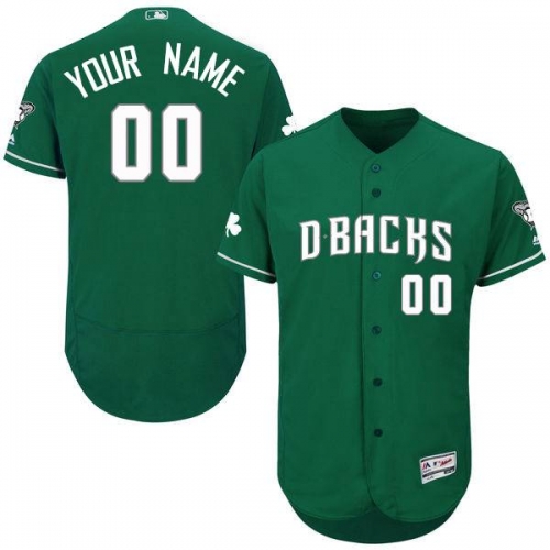 Mens Arizona Diamondbacks Green Celtic Customized Flexbase Majestic MLB Collection Jersey