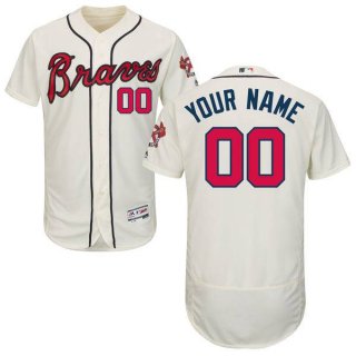 Mens Atlanta Braves Cream Customized Flexbase Majestic MLB Collection Jersey