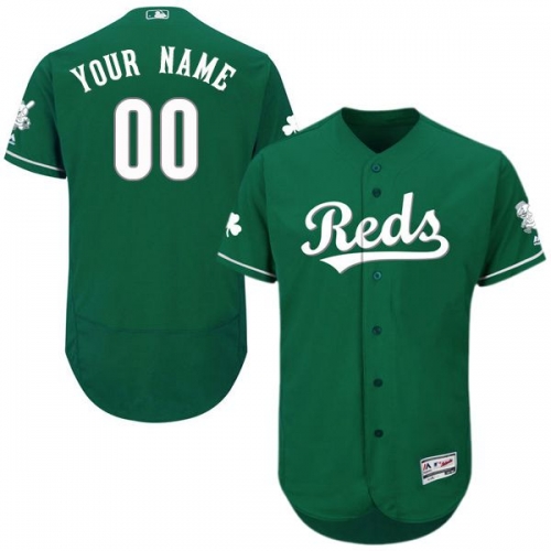 Mens Cincinnati Reds Green Celtic Customized Flexbase Majestic MLB Collection Jersey