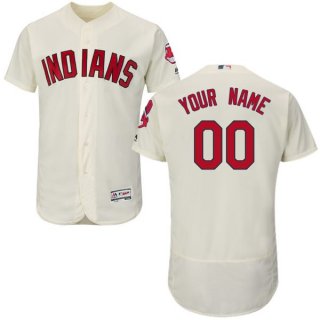 Mens Cleveland Indians Cream Customized Flexbase Majestic MLB Collection Jersey