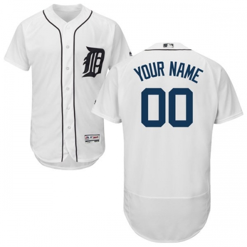 Mens Detroit Tigers White Customized Flexbase Majestic MLB Collection Jersey